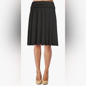 Womens Basic Soft Stretch Mid Midi Knee Length Flare Flowy Skirt